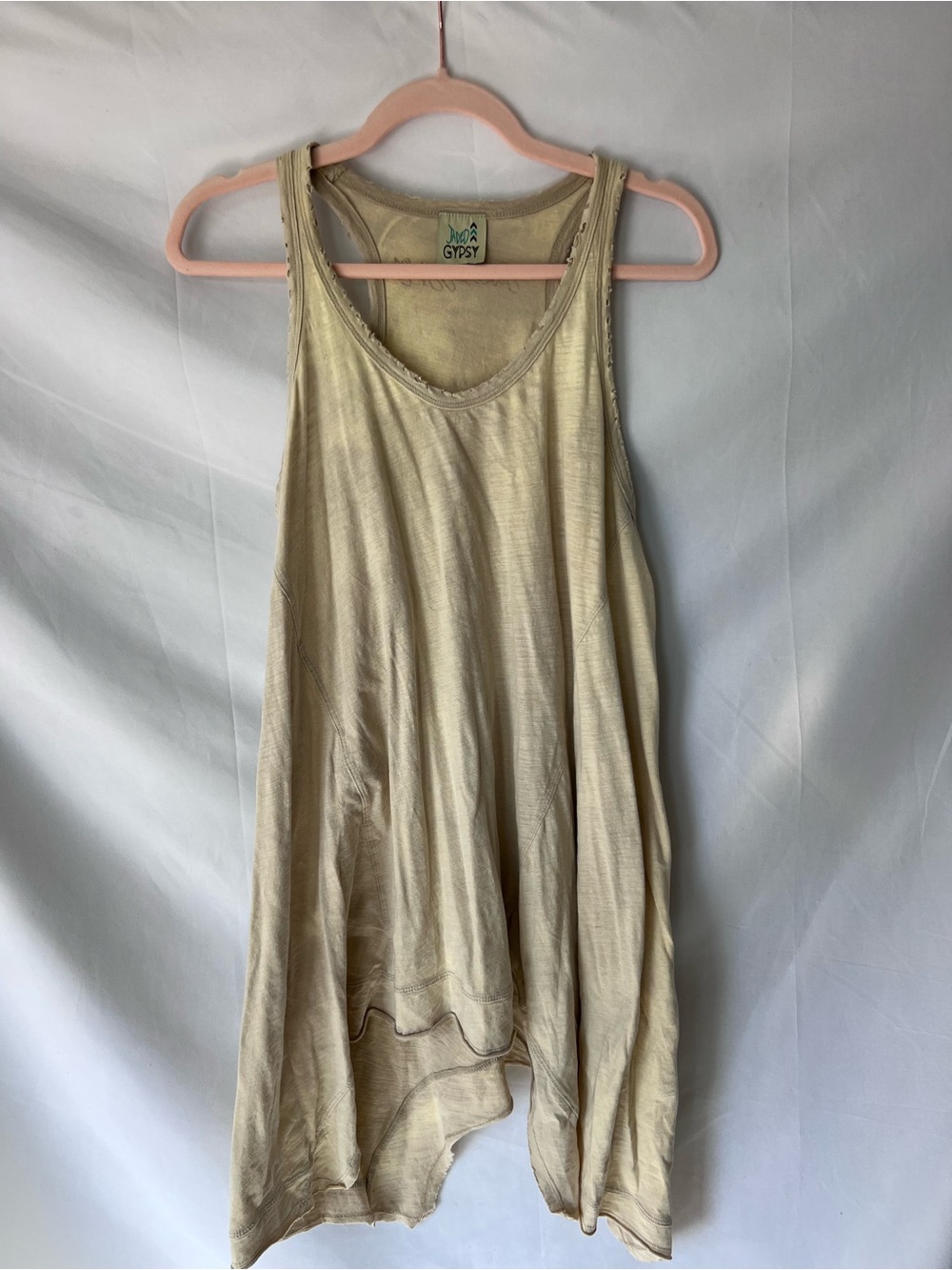 Women’s JADED GYPSY Beyond the Moon* Cream Asymmetrical Tunic Tank